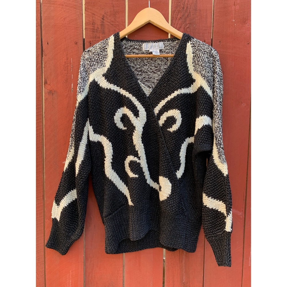 Nannell | Vintage 80’s Mock-Wrap Linen & Rayon Pullover Sweater